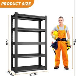 🥨72" H Garage Shelving 3000LBS Heavy Duty Storage Shelves Adjustable 5 Tier Metal Shelving Unit for Industrial Garage Basement School Warehouse