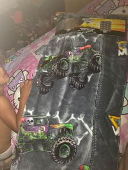 Monster Jam trucks reversible plush blanket