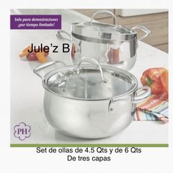 Princess House. Set De Ollas De 6 Qts Y De 4.5 Qts Tri-ply Nuevas En Su Caja 