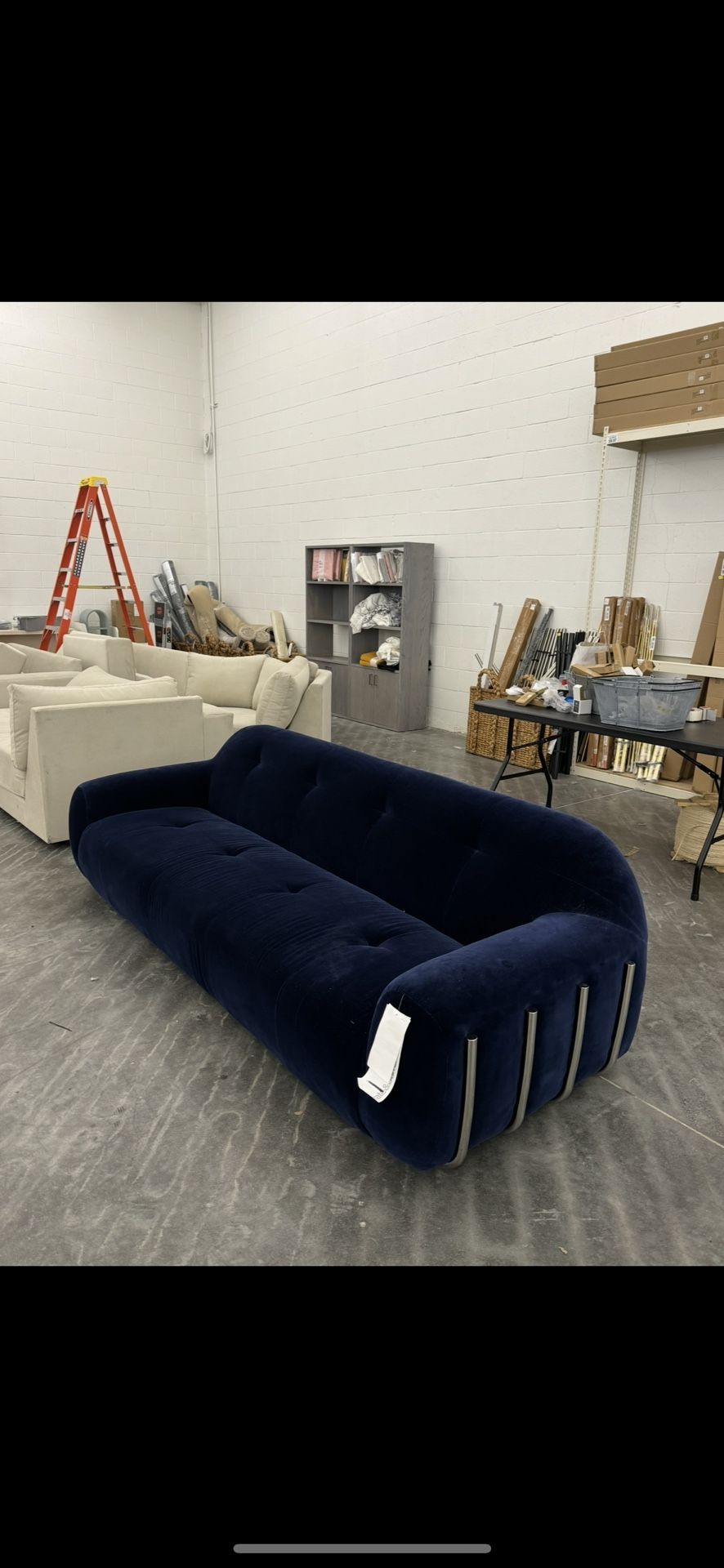 CB2 Blue velvet Sofa