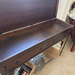 Pottery Barn Wood Wrought Iron Table