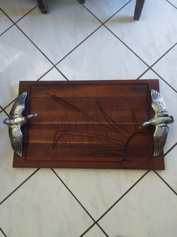 VTG. Bruce Fox Pewter Duck Handle Tray