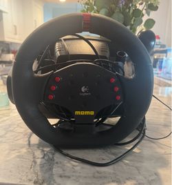 Logitech MOMO Racing Force Wheel & Pedals Wired Black Racing Wheel - Working