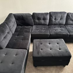 Black Couch With Storage Ottoman 