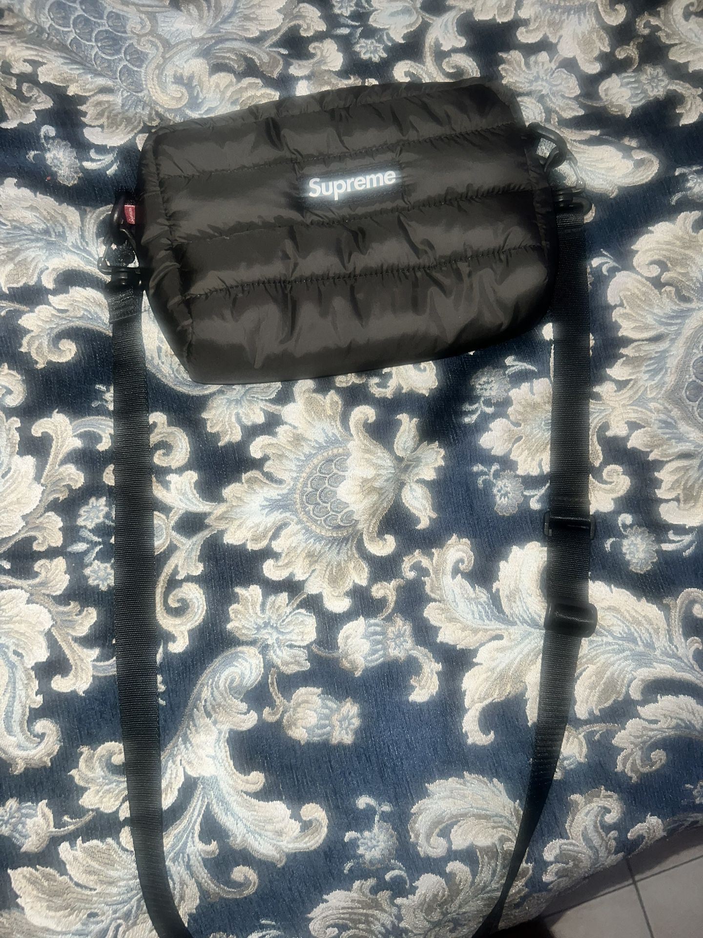 Black Supreme Puffer Side Bag