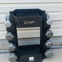 Brand New Weighs and stand, 5 Lb Pair, 10 Lb Pair, 12, los Pair 15 Lbs Pair 