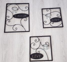 Metal iron Wall Decor W/candle Holders