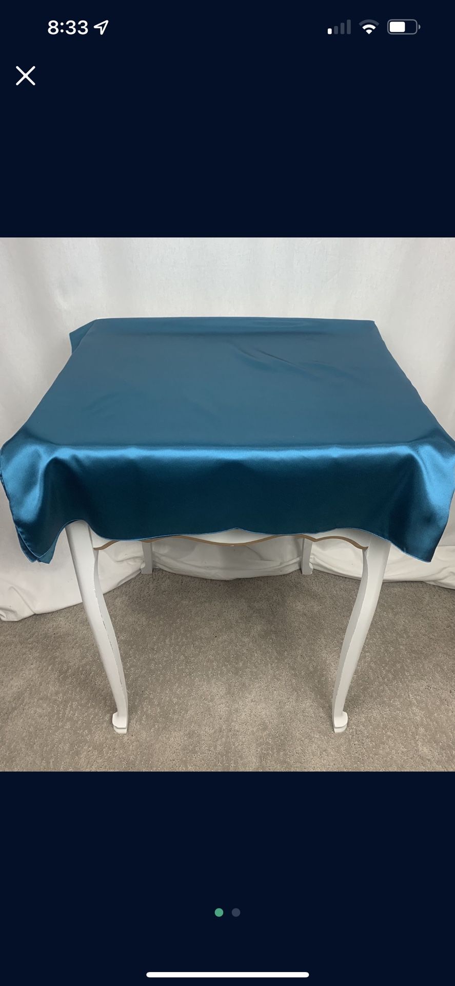 1 Blue Satin Square Table Cloth
