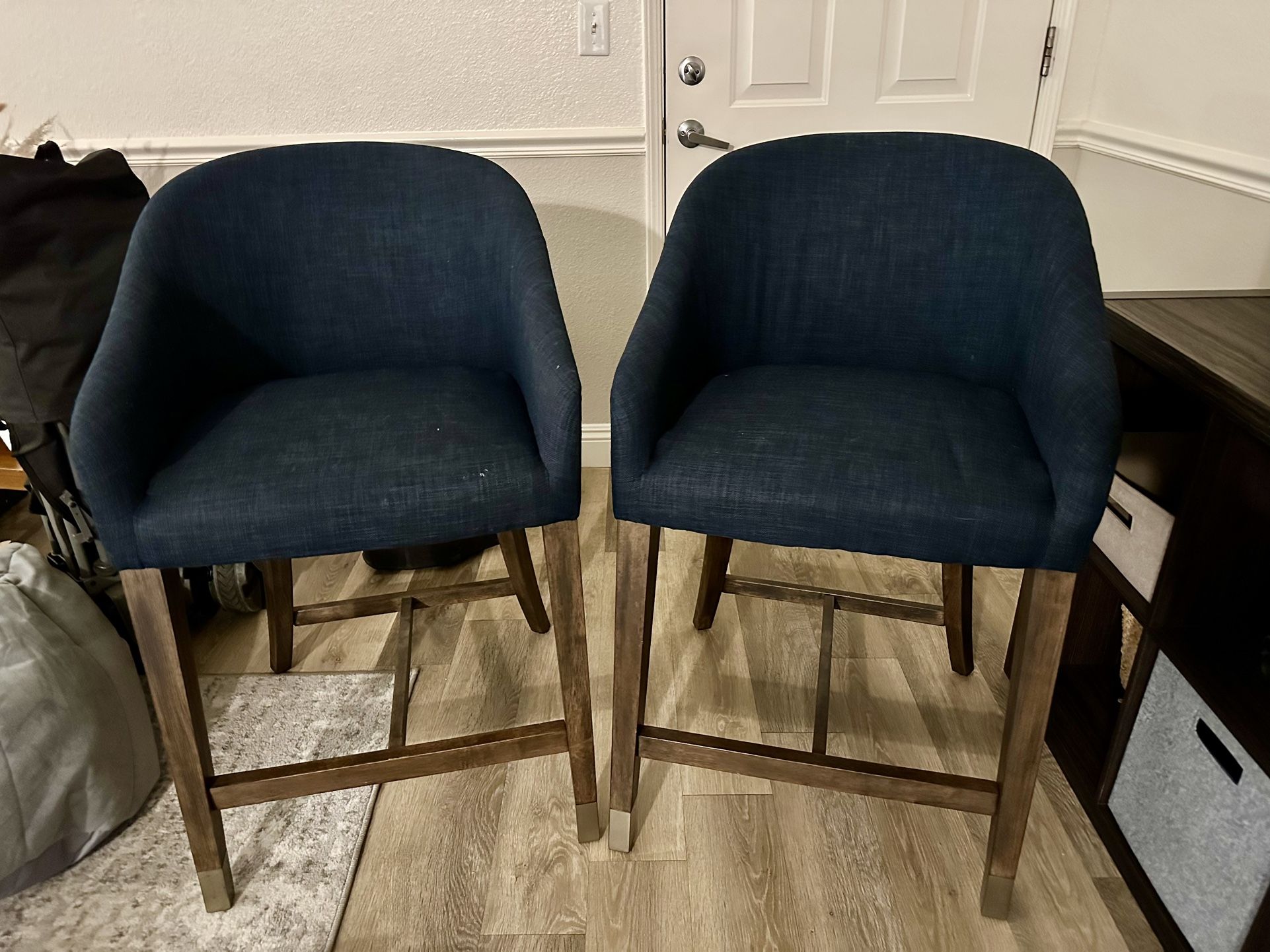 Two Upholstered Dining Stools