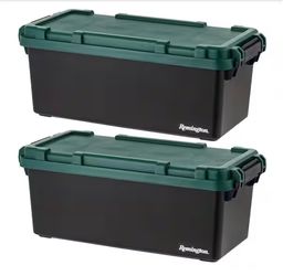 *NEW* 15 Gal. Remington Heavy Duty Trail Box, Stackable Storage Bin with Latching Lids, Black, (2-Pack)