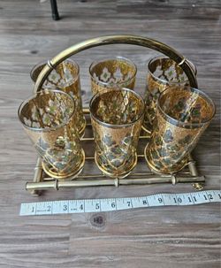 Mcm culver valencia highball glass set of 6with caddy