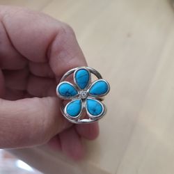 Turquoise and silver ring size seven new
