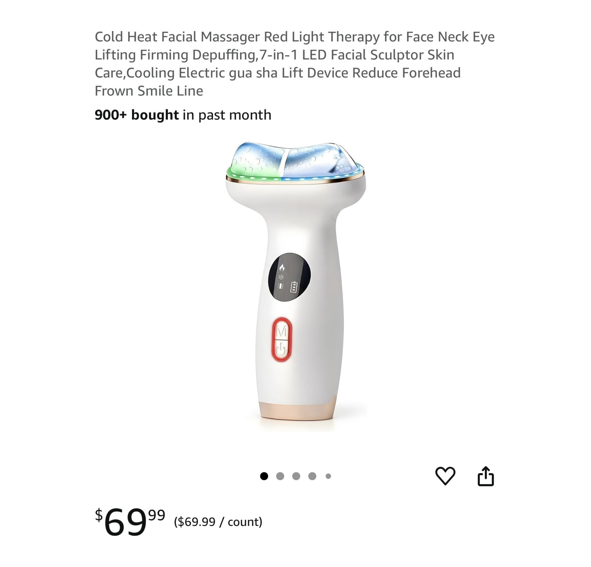 Brand new Cold Heat Facial Massager Red Light Therapy for Face Neck Eye Lifting Firming Depuffing,7-in-1 LED Facial Sculptor Skin Care,Cooling Electri