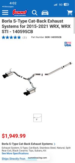 Borla Exhaust Subaru WRX STI