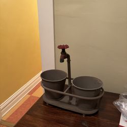industrial faucet dual flower pot holder