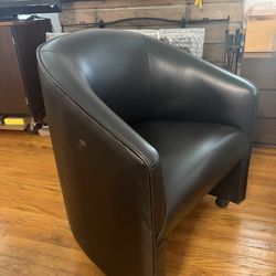 Black Leather Chair with Wheels