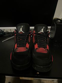 Red thunder Jordan 4s 10.5