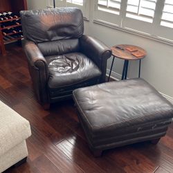 Leather Chair + Ottoman