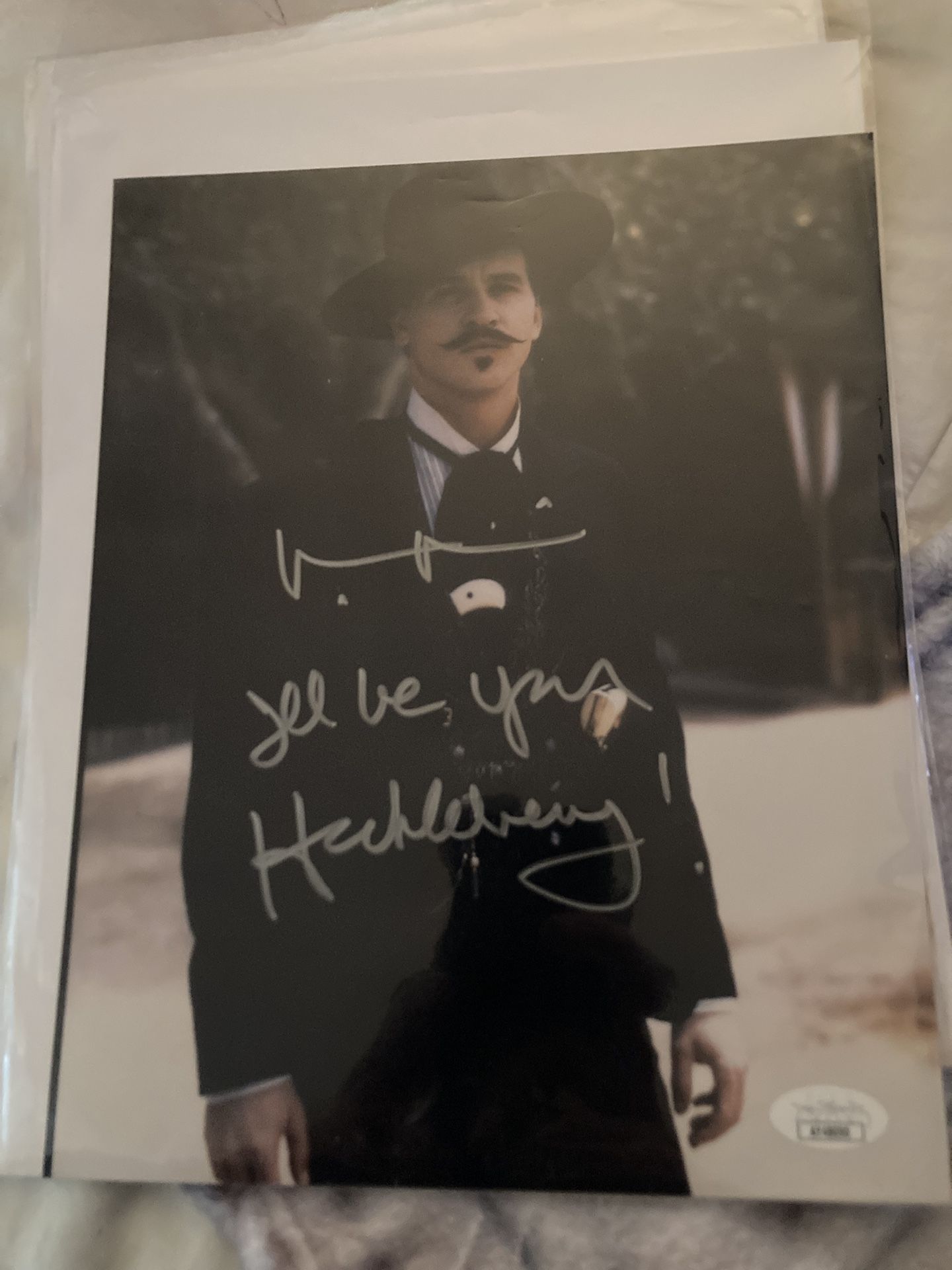 Val Kilmer “I’ll Be Your Huckleberry “ Autographed 8x10 JSA Certified