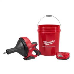 Milwaukee M12 12-V Cordless Drain Snake Auger Kit (1.5Ah Battery + Charger + Cable+Bucket)