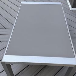 Brand New Outdoor Rectangle Coffee Table, Aluminum Side Table w/Tempered Glass Tabletop & Lightweight Aluminum Frame, Patio End Table for Backyard, Ga