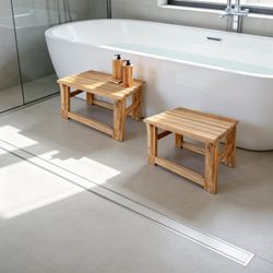 2 new solid teak shower stools