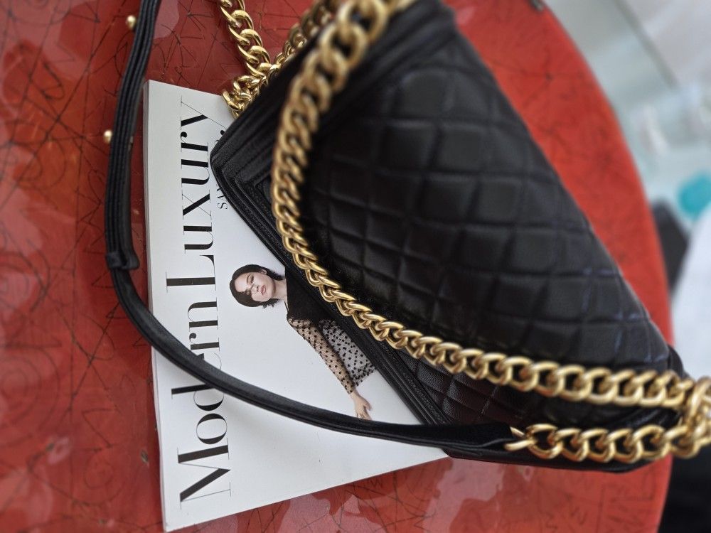 Black Quilted Leather Shoulder Bag