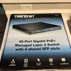 TRENDnet TL2-PG484 48-Port Gigabit PoE+ Managed Layer 2 Switch, 370W PoE Budget, 4 SFP Slots 