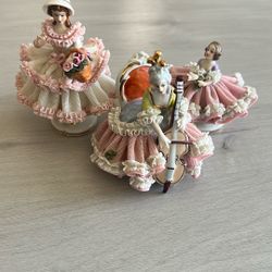 Antique German Dresden lace porcelain figurine (A)