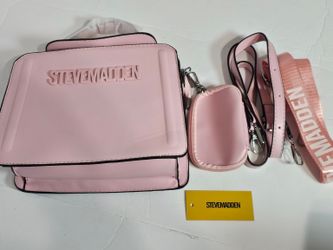 Steve Madden Pink Satchel Handbag Set Embossed Logo