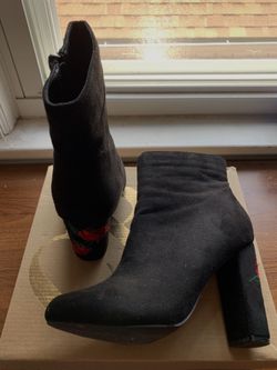 Charlotte Russe Black Suede Ankle Booties