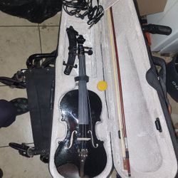 ⚡️ BLACK 4/4 ELECTRIC VIOLIN FULL KIT! TSTS - LIKE NEW