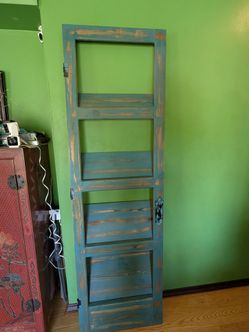 Distressed Teal solid wood shelf
