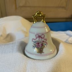 Vintage Limoges Castel France Porcelain Floral Bouquet Arraignment Dinner Bell