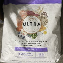 Dry Dog Food 30lb Bag Nutro Ultra Adult Superfood Plate Trio of Proteins