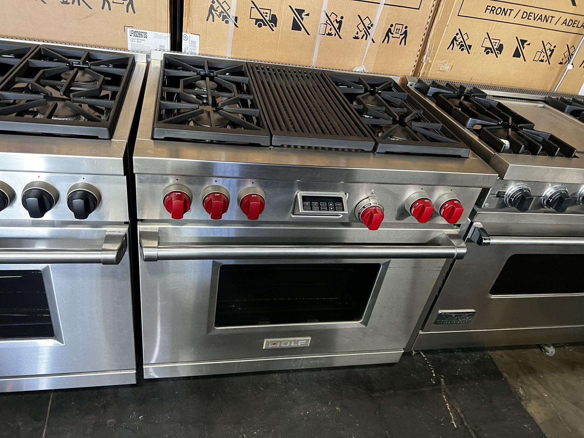 Wolf 36”Wide Dual Fuel Range Stove In Stainless Steel With Grill