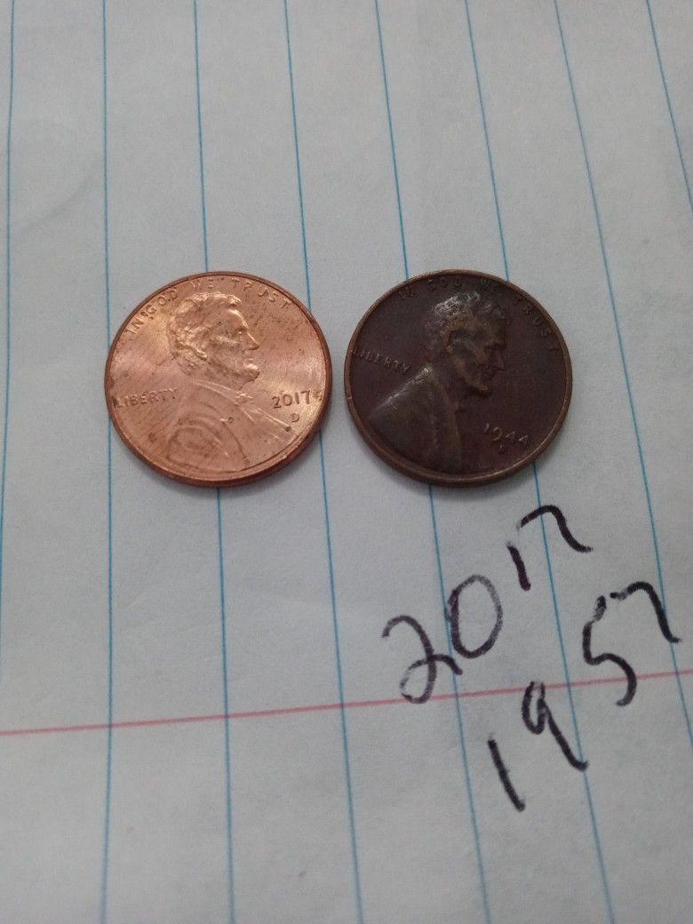 Collectible Pennies 1957 And 2017