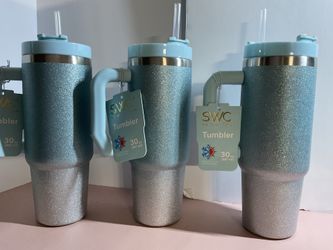 New 30oz. Stainless Teal & Silver Ombré Glamorous Tumbler, each $20