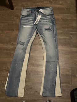 blue purple jeans flared