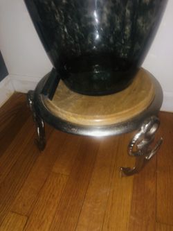 Silver and wood decor holder