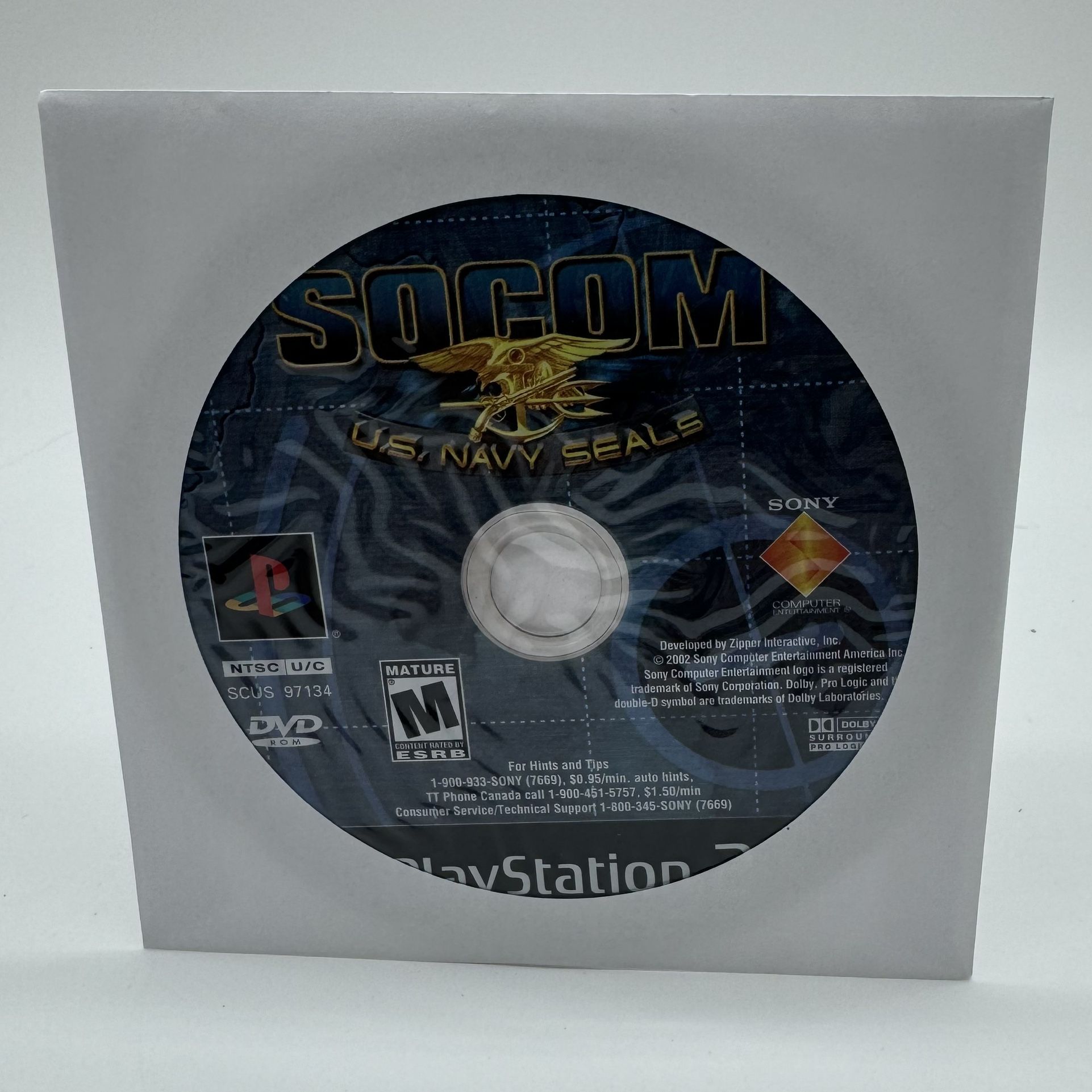 SOCOM: U.S. Navy SEALS (Sony PlayStation 2, 2002) Disc Only Tested
