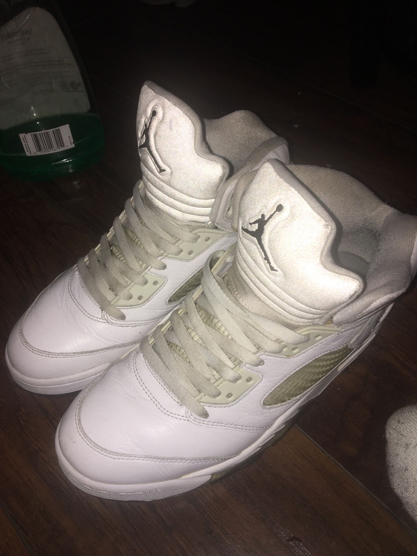 White Metallic Air Jordan 5