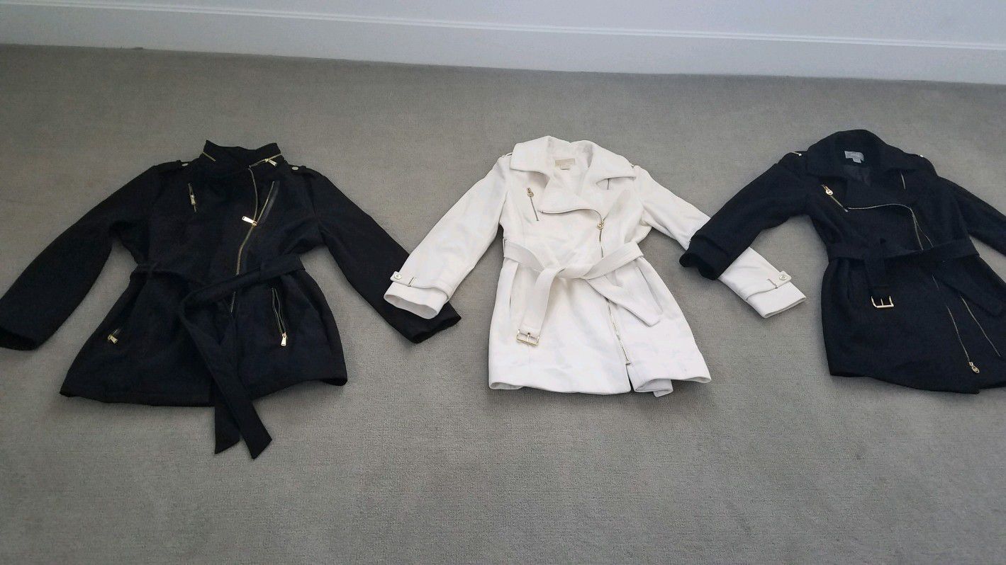 Michael Kors rain coat(black), and 2 dress coats