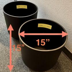 Veradek Black Round Planters – 15” (Set of 2) – Like New 