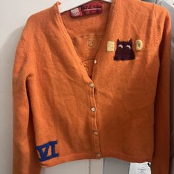 Fake London Orange Cardigan Sweater Pre Owned. 