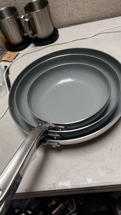 Tramontina 3-piece Tri-Ply Clad Stainless Steel Ceramic Nonstick Fry Pan Set