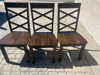 3 Wood dining chairs