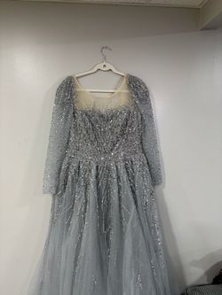 Silver Beaded Sequin Ball Gown