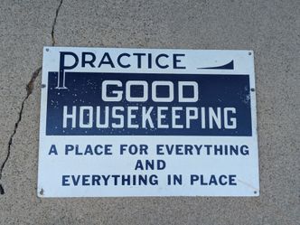 Vintage Practice Good Housekeeping Metal Sign