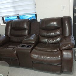 Leather Faux Sofa And love Seat